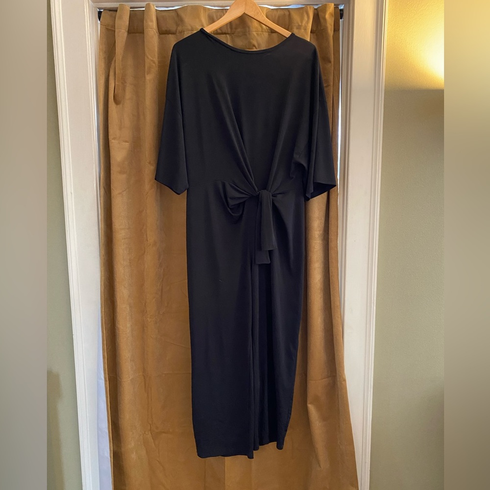 Black jumpsuit with tie at waist